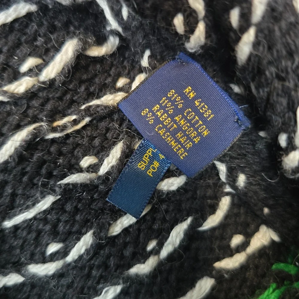 Polo Ralph Lauren Mens Fair Isle‎ Snowflake Cowl Neck Sweater M Angora Cashmere